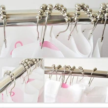 12pcs/pack Set Package Polished Metal 5 Roller Ball Shower Curtain Rings Hooks Free Shipping New Arrival B0