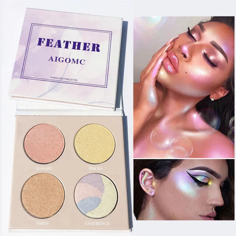 

New 4 Colours Highlight Palette Waterproof Long Lasting Highlighter Iluminador maquillaje Maquiagem Profissional Completa