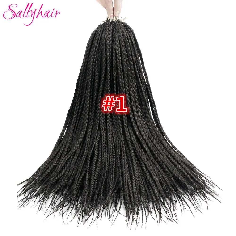 Sallyhair самых лучших брендов, 3X афро коробка косы 18 дюймов 22 шт./упак. синтетические накладные волосы на крючке, затененные, эффектом деграде(переход от темного к буксировочный тона плетеные волосы для наращивания чёрный; коричневый Bug - Цвет: # 1B