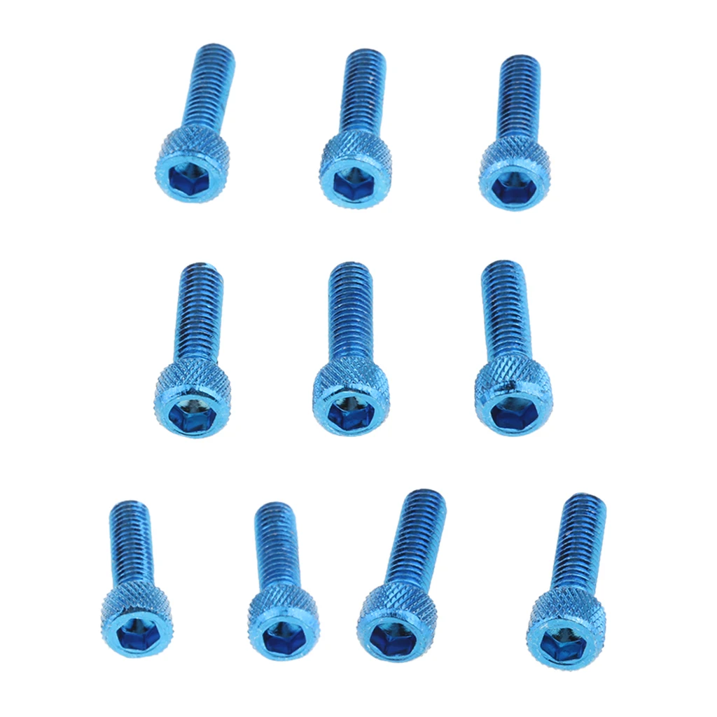 10pcs M6 x 20mm Pitch Alloy Steel Hex Bolt Socket Head Cap Screws Blue