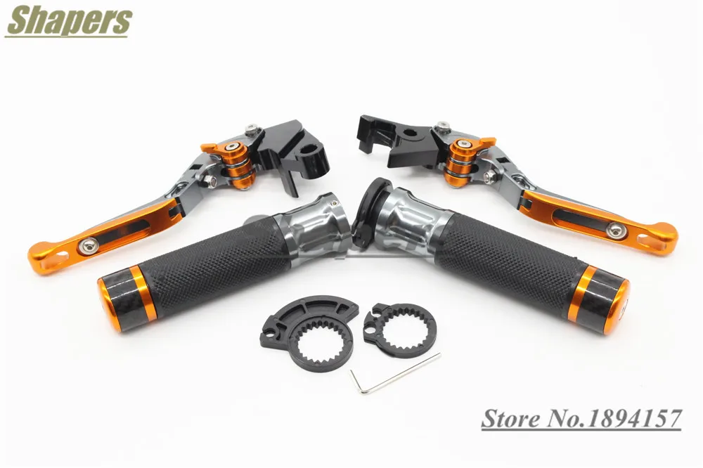 

For KAWASAKI Z800 2013-2014 CNC Aluminum Folding Brake Clutch Levers Handlebar Hand Grips Set Orange