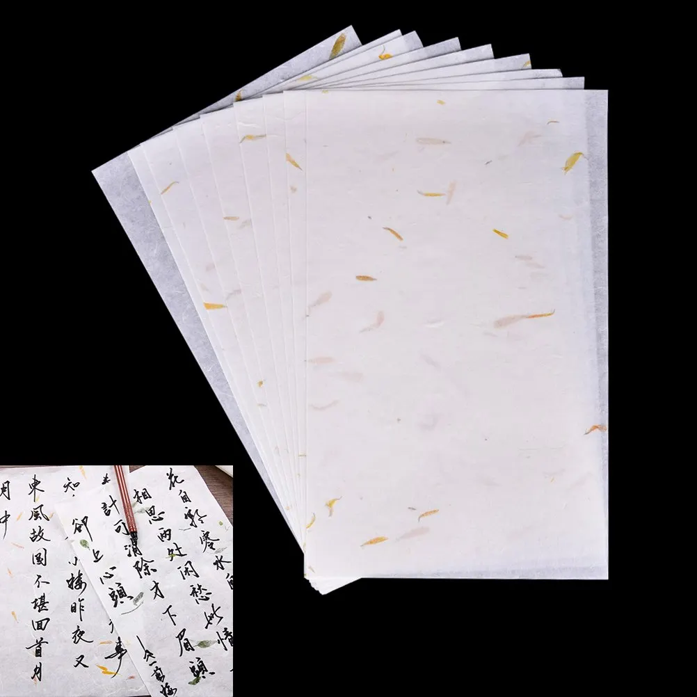 10pcs/set Chinese XUAN ZHI Paper Calligraphy Rice Paper Handmade Flower