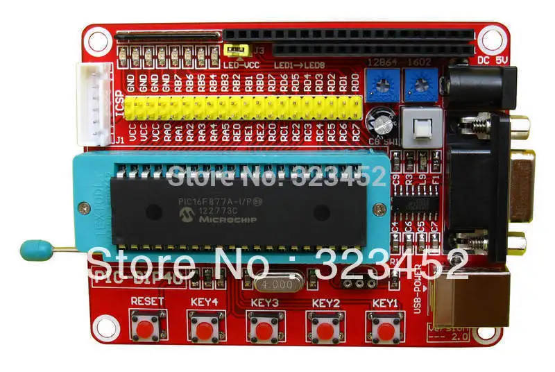 

Free Shipping Mini System PIC Development Board + Microchip PIC16F877A+ One USB Cable