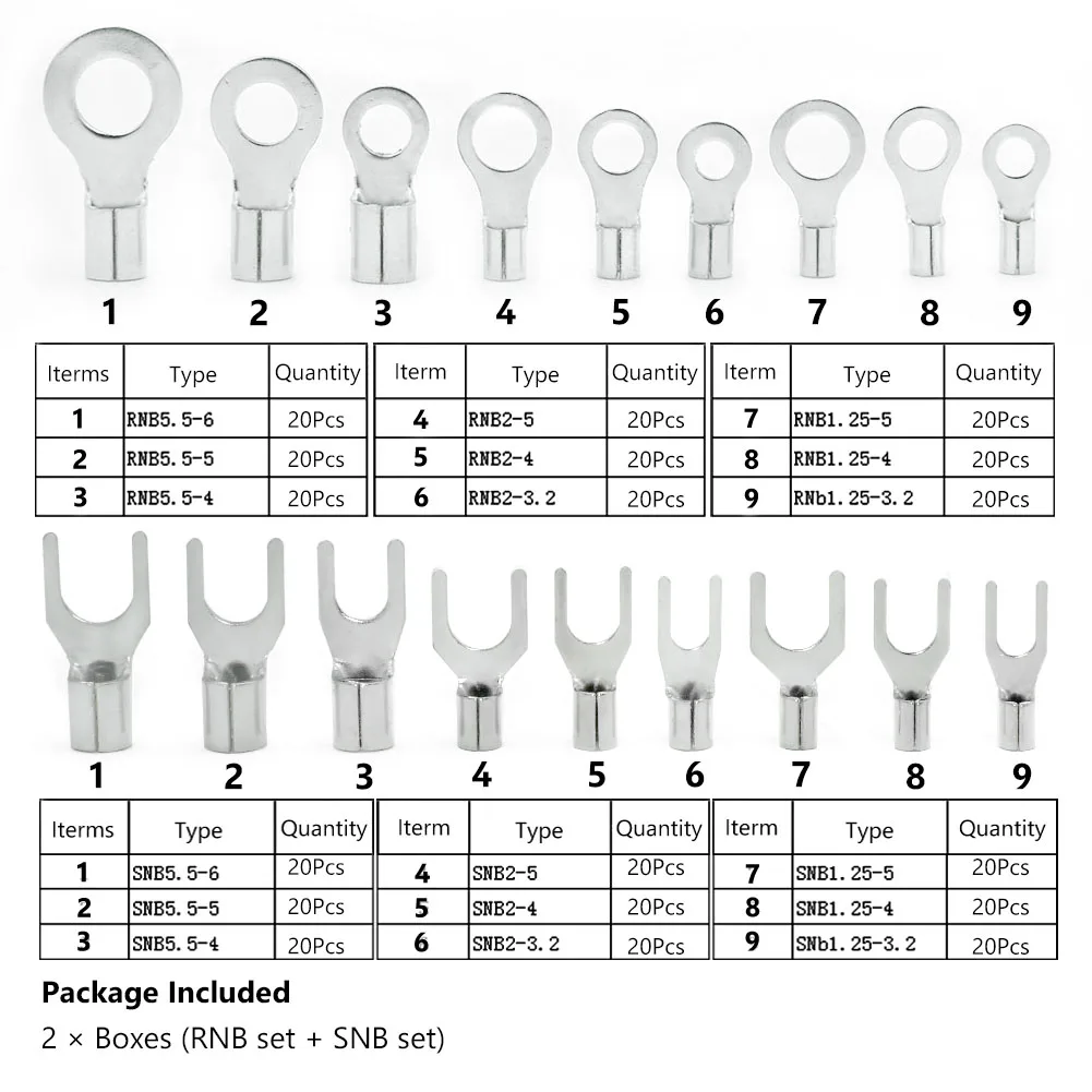 180 шт./кор. голая SNB/RNB Furcate предварительно изолируя вилка кольцо провода обжимной терминал 19A 27A 48A обжимное кольцо соединители проводов