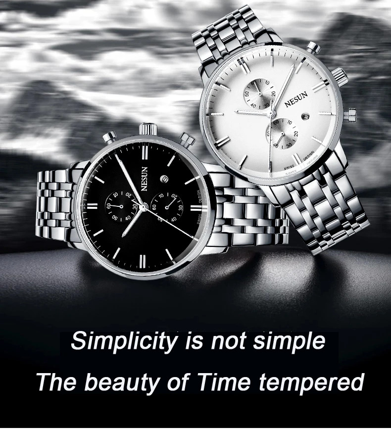 Nesun мужские часы люксовый бренд Citizen часы с кварцевым механизмом мужские наручные часы с хронографом водостойкие reloj hombre N8601-S2