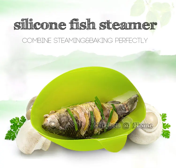 Silicone Fish Kettle Steamer Bowl,Soft Paste Steam Folding Bowl