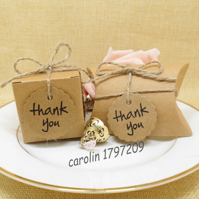50pcs Lot Kraft Paper Wedding Candy Box With Thank You Tag 50pcs Lot Kraft Paper Wedding Candy Box With Thank You Tag Decoracion Vintage Rustic