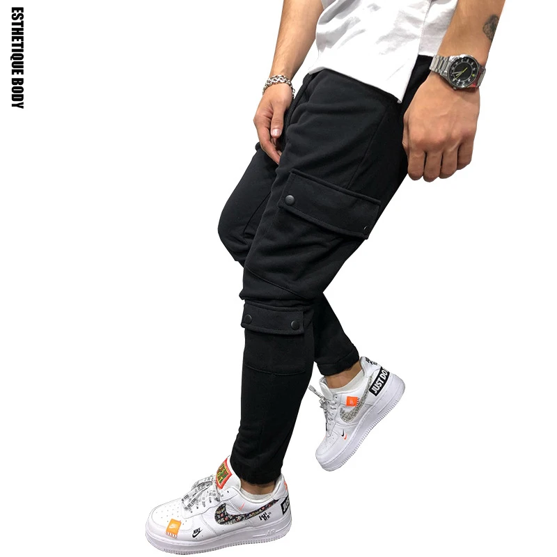 2018 Spring Autumn Men's Sports Running Pants men Joggers Multi pocket ...