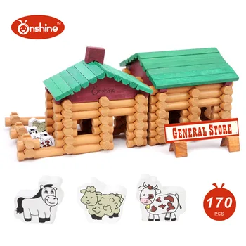 

Onshine170 wooden cabin Creative building Lincoln building blocks Early childhood educational wooden toys natural wooden toys