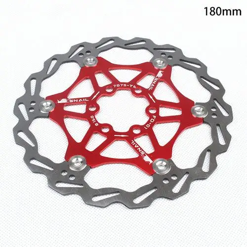 Улитка горный велосипед тормозные колодки MTB плавающий дисковый тормоз ротор велосипедный ротор 180 мм 160 мм запчасти для велосипеда - Цвет: Red 180mm