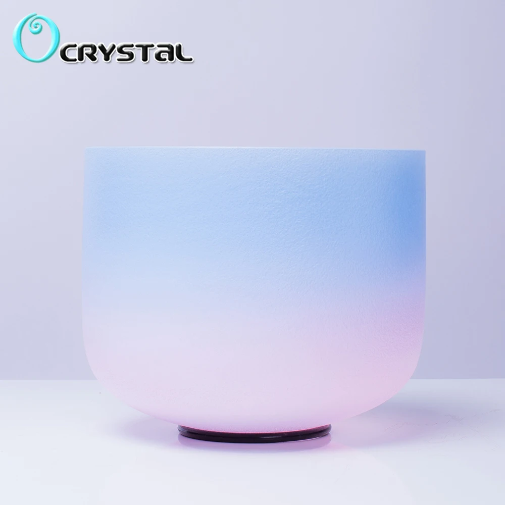 

8Inch G Note Throat Chakra Blue and Rose Pink colored Quartz Crystal Singing Bowl + Mallet for Meditation