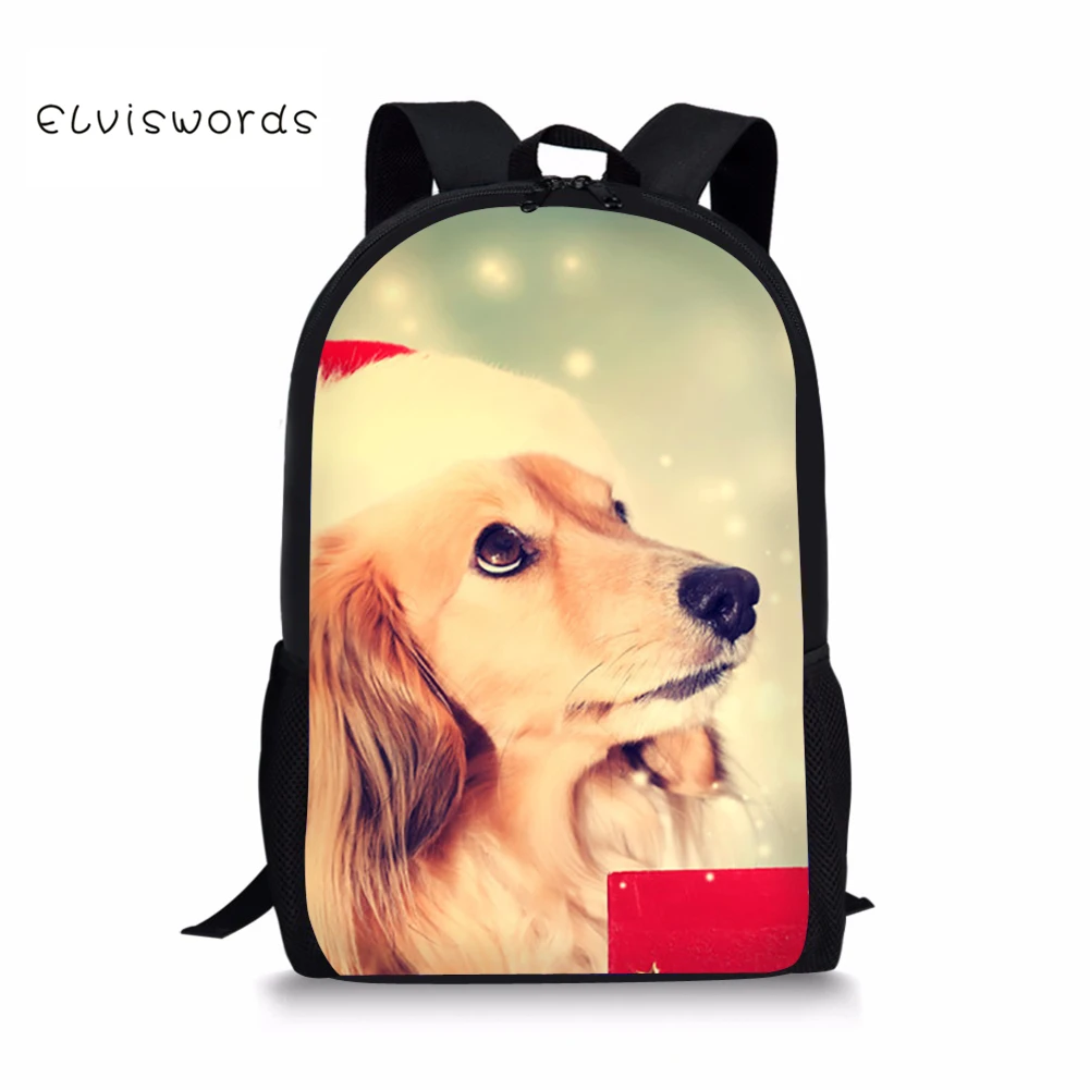 

ELVISWORDS Cute 3D Animal Dog Printed School Backpacks for Student Children Girls 16 inch Rucksacks Travel Bags Women Mochila