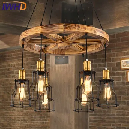 

IWHD Wood Loft Industrial Pendant Lights Vintage Retro Pendant Lamp For Bedroom Living Room Restaurant Suspension Luminaire