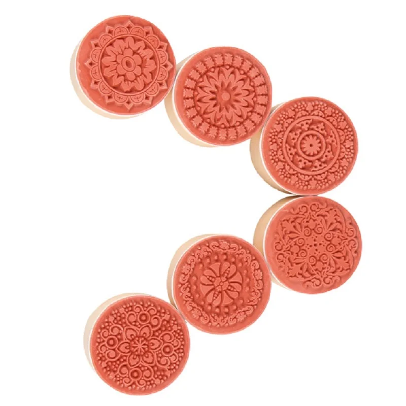  6Pcs Round Wooden Rubber Stamps for Scrapbooking Stamping DIY Wedding Invitation Cards Decorations  - 32675030733