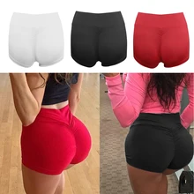 Красочные мягкая для фитнеса шорты для бега Для женщин Высокая Талия однотонные спортивные шорты для тренировок тонкий животик Управление тренажерный зал спортивные шорты