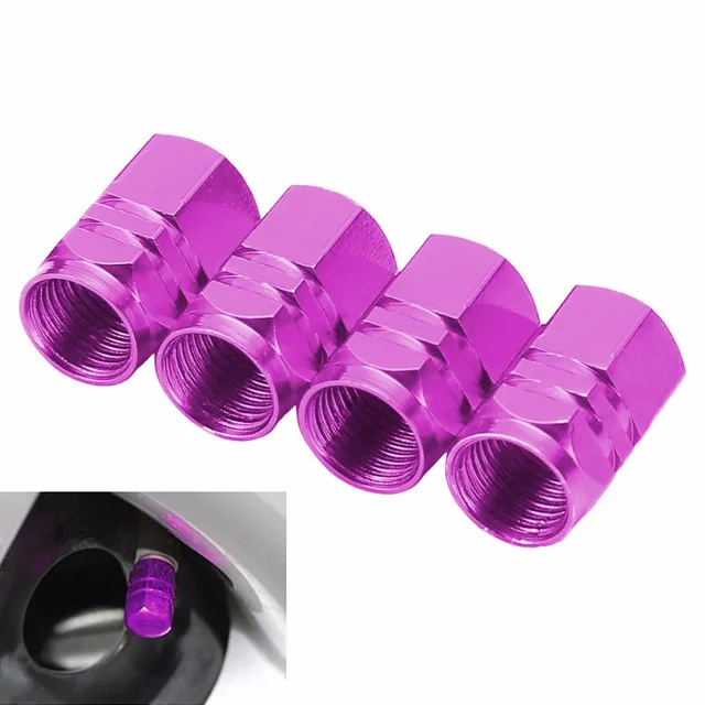 4Pcs Aluminum Car Wheel Tire Valve Cap Purple Tyre Valve Air Stem Caps Cover Tire Accessories