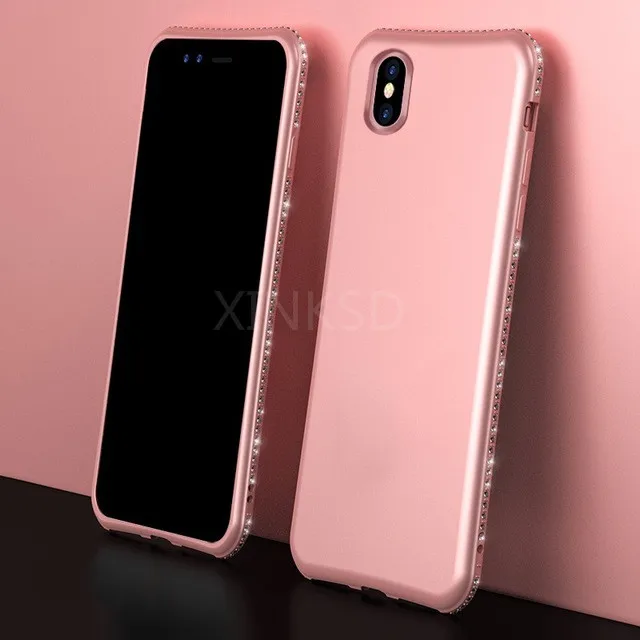 Яркий Алмазный чехол для телефона iPhone SE 5 5S X 7 6 8 6S Plus 11 Pro XS Max XR блестящие стразы Мягкий силиконовый чехол s Fundas Capa - Цвет: Pink
