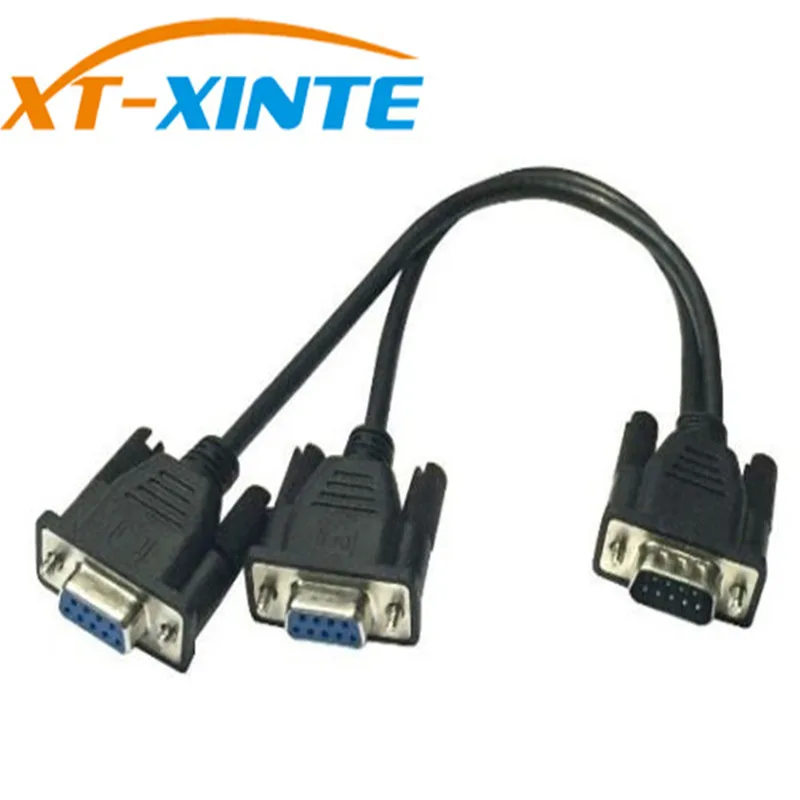 DB9 9Pin 1 to2 Rs232 Serial Cable Splitter Directly Connected COM 2 in 1 Data Cable Male to Female for Cash Register POS Display