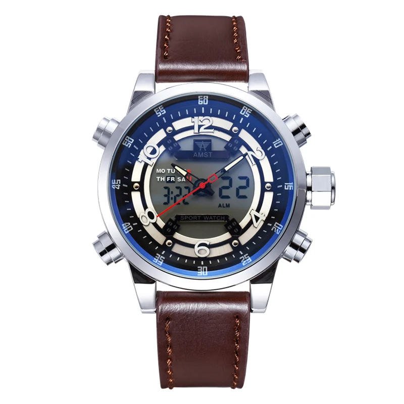 Часы наручные AMST Мужские кварцевые Светодиодные роскошные брендовые цифровые