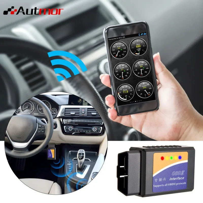 

Car WIFI OBD 2 Wireless Car Code Reader Scan Tool Scanner Adapter Check Engine Diagnostic Tool for iOS Apple iPhone iPad Andorid