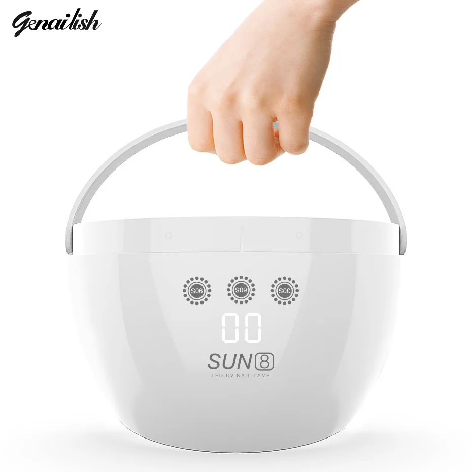 

Genailish 30W UV nail Lamp With 30S/60S/90S Timer Setting Gel Nails and Toe Nail Curing Led Nail Dryers White SUN8