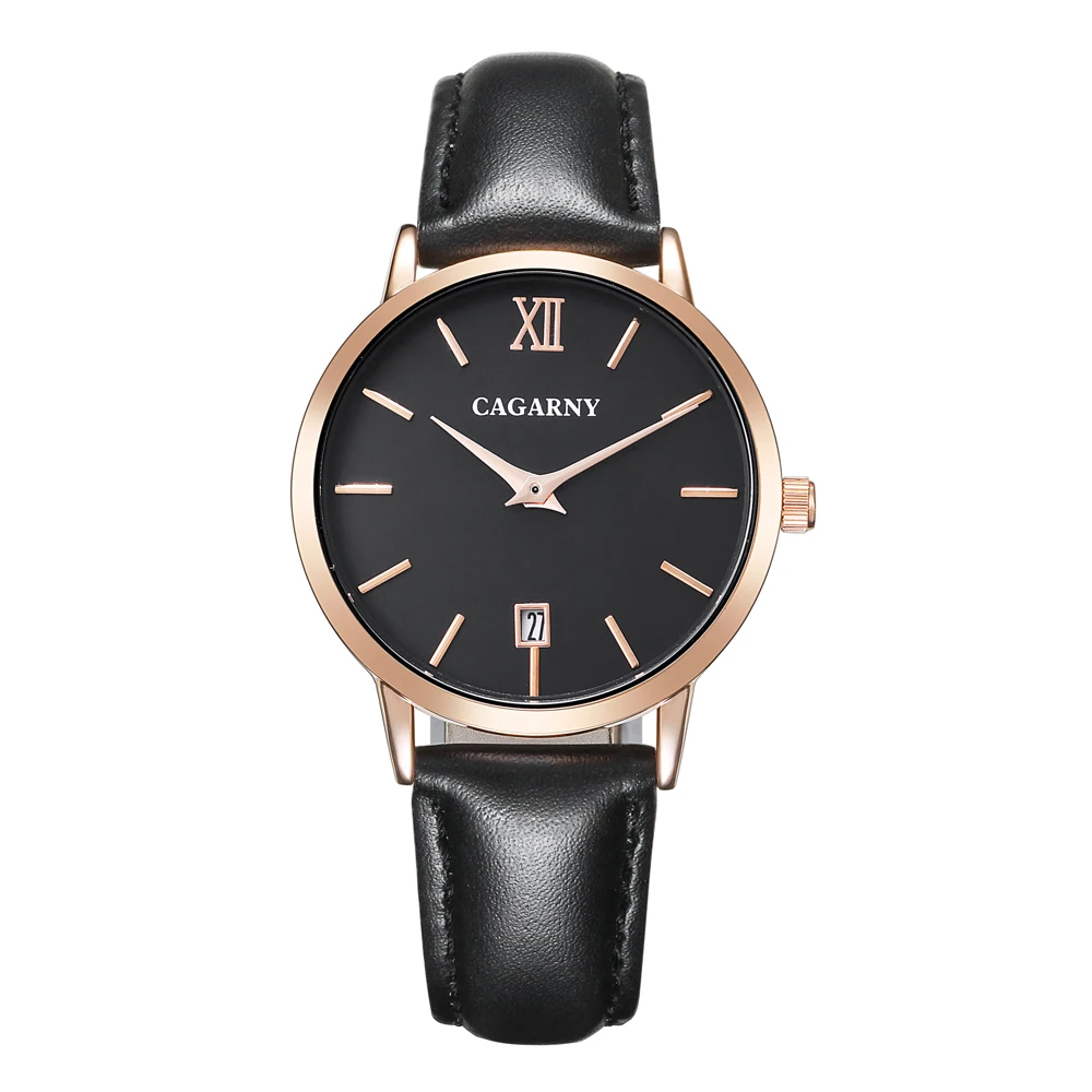 

Japan Movt Women Quartz Watches High Quality 36mm Luxury Brand Cagarny Vogue Leather Rose Gold Waterproof Ladies Wrist Watch New