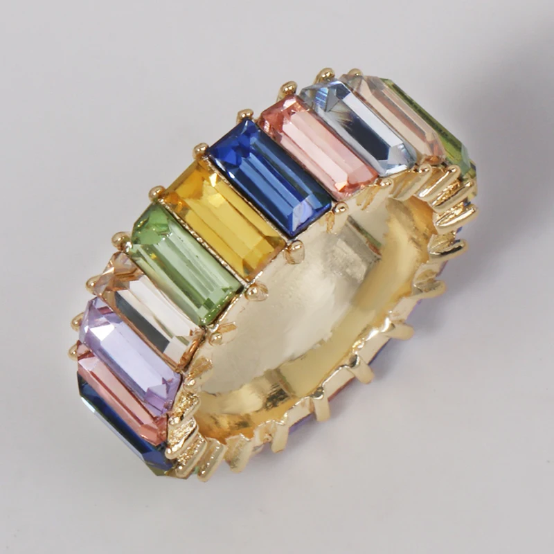 Радужное кольцо тонкая линия микро проложить CZ вечность 925 серебро радужные кольца - Цвет основного камня: 008-5-LMT