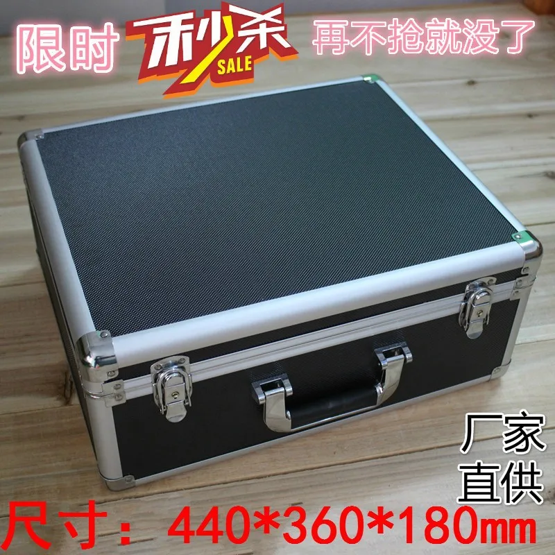Tactical box aluminium tool case magic props file storage Hard carrying box Hand Gun case Locking Pistol with foam 43*35*17CM