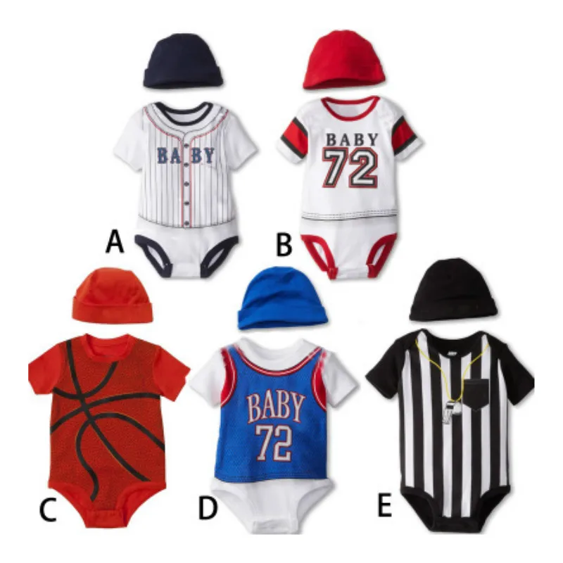 Cotton Newborn baby clothes Football Sport toddler Jumpsuits multi