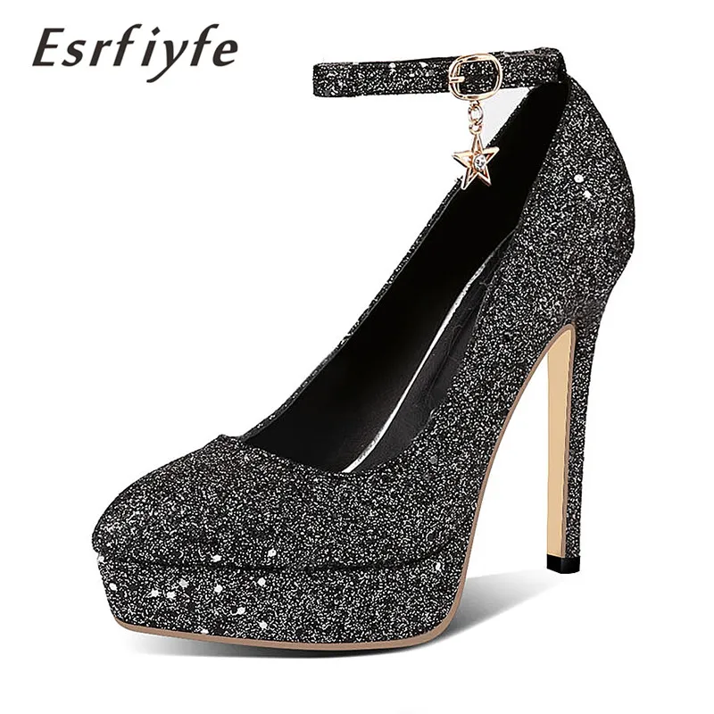 

ESRFIYFE 2019 New Women Pumps Bling Personality Sexy High Heel Temperament High-heeled Shoes Pointed Toe Pumps Plush Size 32-50