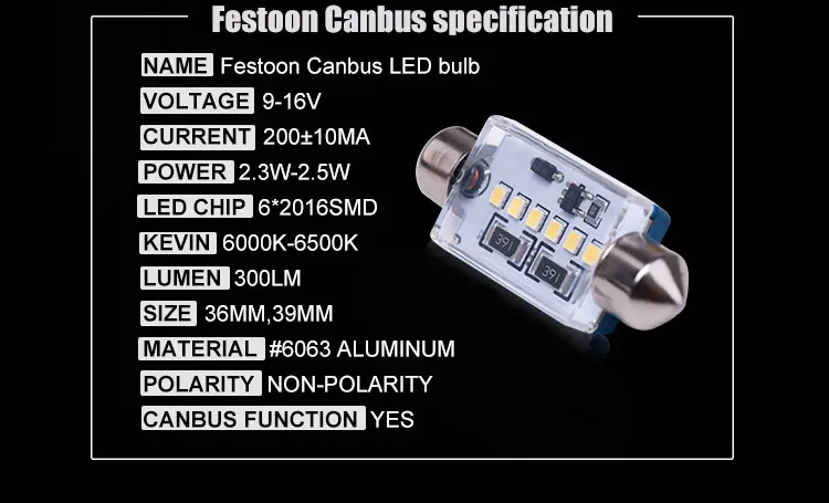 YSY 100 шт. светодиодная гирлянда с can-шиной 31 мм 36 мм 39 мм 42 мм C5W Canbus Led 6SMD 12 V светодиодные лампы освещения автомобиля Купол лампы автомобиля внутренний свет