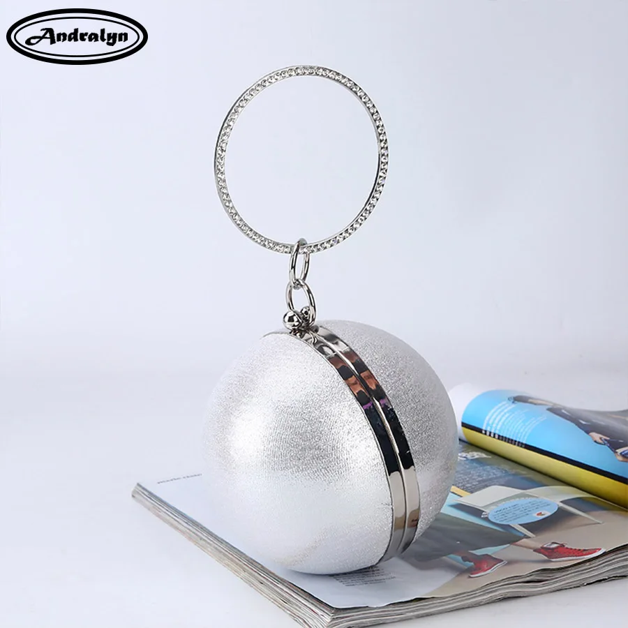 Andralyn Women Pearl Ball Evening Bags Earth Round Ball Diamond Clutch Purse Clutches Bridal