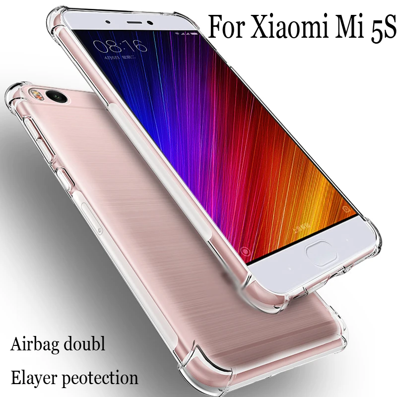 

Ultra Slim Clear Soft Shockproof Phone Cover For Xiaomi Mi 5S Transparen Air Cushion Shockproof Soft Case For Xiaomi Mi5S Cases
