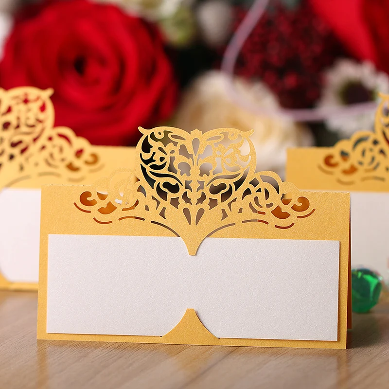 Table Place Name Cards Laser Cut Crown Shaped Wedding Party Favor Decor LIN 