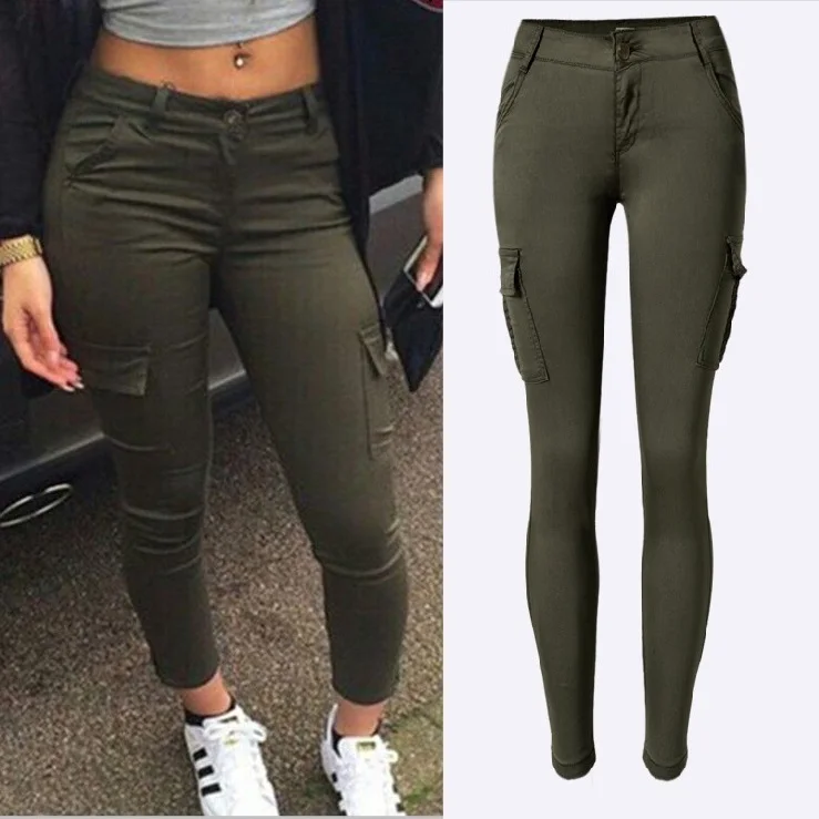 Pantalones vaqueros verde militar para mujer, Vaqueros sexys de tiro bajo, talla grande|green jeans women|jeans skinny jeans - AliExpress