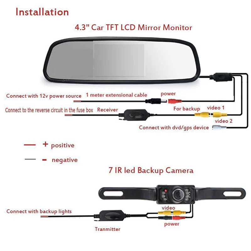 Wireless Backup Camera With Car Rearview Mirror Monitor (9)
