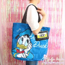Милый Дональд Дак сумка женская мультяшная Портативная сумка на плечо для хранения Дональд Дак складная сумка Дональд Дак зеленая сумка для покупок