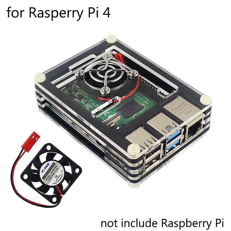 Raspberry Pi 4 Модель B 9 слой акриловый чехол прозрачная коробка черный корпус | Вентилятор охлаждения | матовый чехол для Raspbberry Pi 4