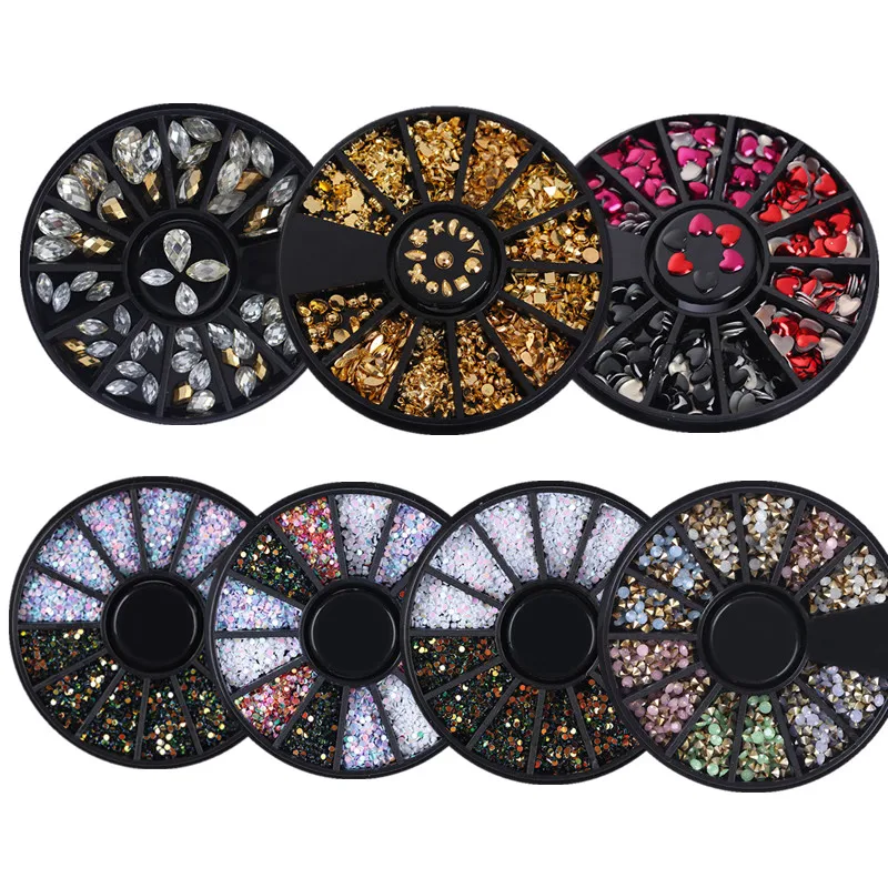  1 Box 4mm Colorful Rhinestone 3D Nail Decoration Bling Crystal Super Shiny Flat Sharp Top Studs for