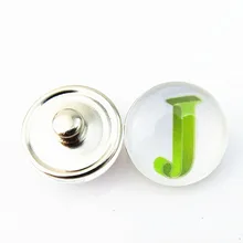 DIY snap кнопки подвески стекло алфавит письмо J snap кнопки ювелирные изделия 20 шт./лот