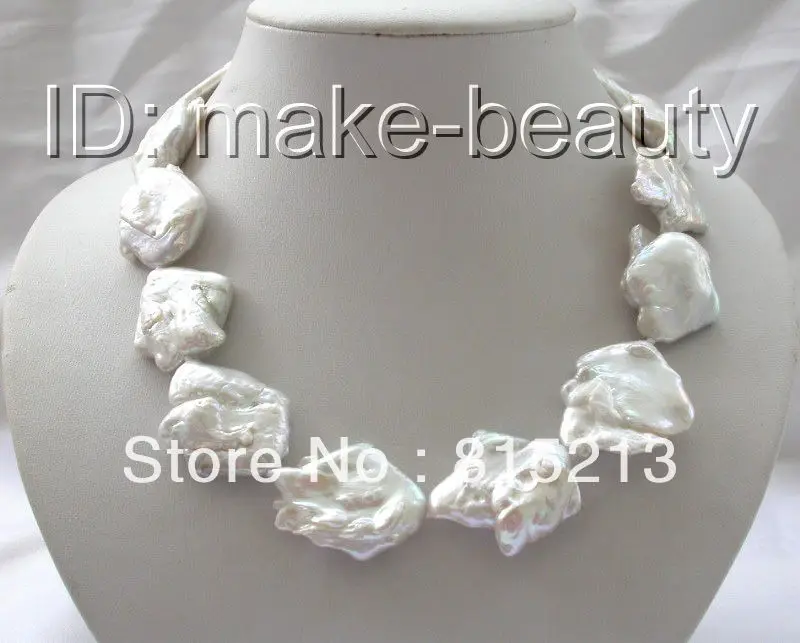 

ddh001362 stunning big 34mm baroque white keshi reborn freshwater pearl necklace 28% Discount