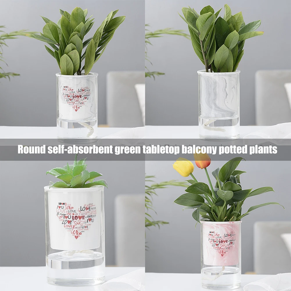 

Home Ceramic Plants Pot Flower Succulent Self Watering Pot for Office Desktop 669