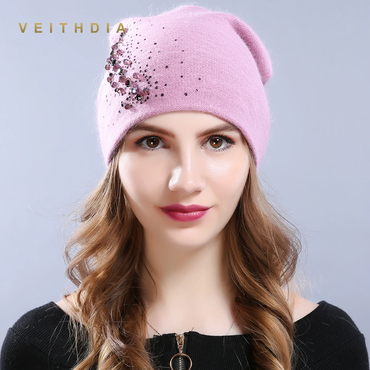Женские кашемировые шапки VEITHDIA повседневные плотные двухслойные вязаные для