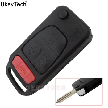 

OkeyTech Car Accessories 3 +1 4 Buttons Panic Flip Remote Key Keyless Entry Case Shell For MERCEDES for BENZ 320 350 ML55 SLK230