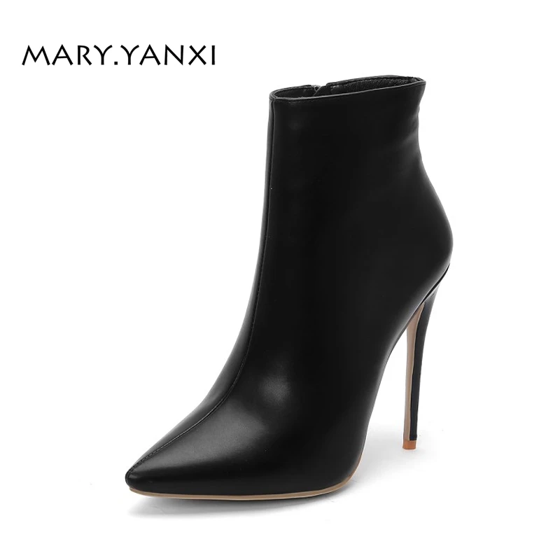 

Winter Women Shoes Ankle Martin Chelsea Short Boots Pointed Toe Thin High Heels Big Size Fashion Solid Lady Shoes Stilettos Sexy