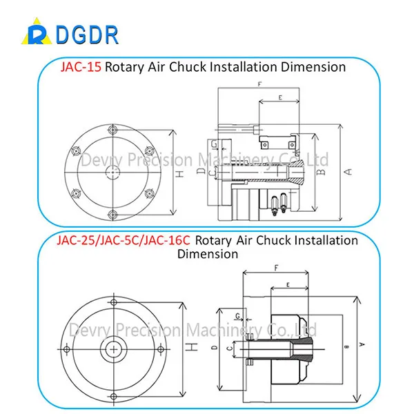 DGDR JAC-16C цилиндр-Интегрированный пневматический патрон