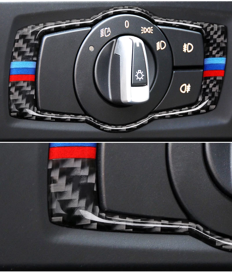 SRXTZM для BMW E90 E92 E93 2008-2012 интерьер из углеродного волокна переключатель фар кнопки крышка отделка автомобиля Стайлинг наклейки 3 серии