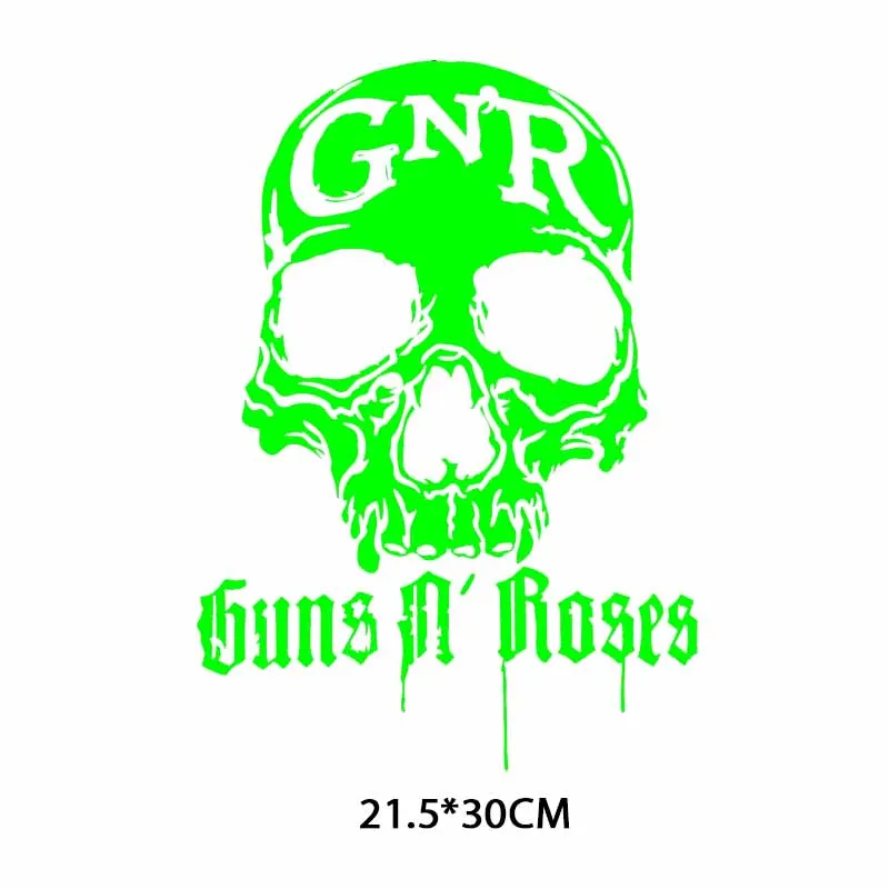 Glow In The Dark Luminous Guns N Roses Patch Iron on Transfers for Clothing DIY Applique Heat Transfer Vinyl Skull Band Stickers