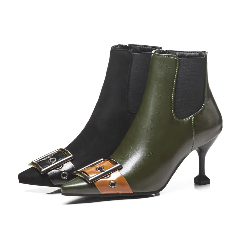

Large size autumn and winter new pointed stiletto booties wild high-heeled Martin boots