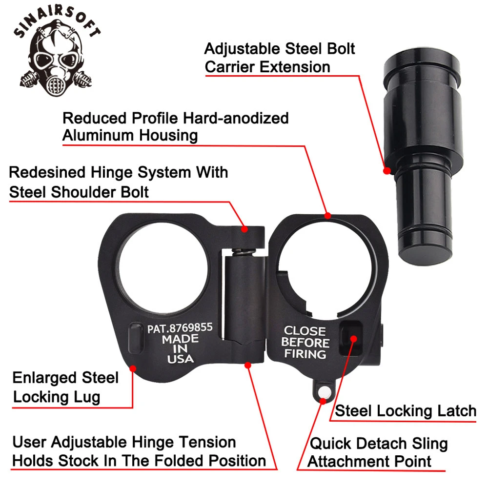 LAW Тактический AR черный складной стоковый адаптер подходит M16 M4 SR25 серии GBB(AEG) для страйкбола Пейнтбол Стрельба принадлежности для охоты